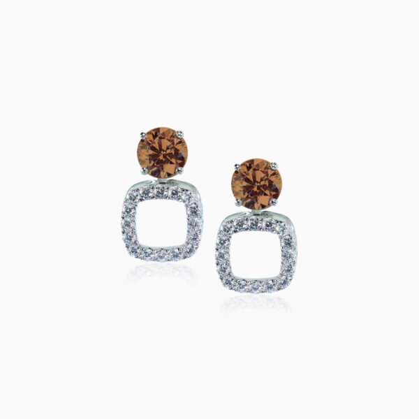 Diamond drop square earrings